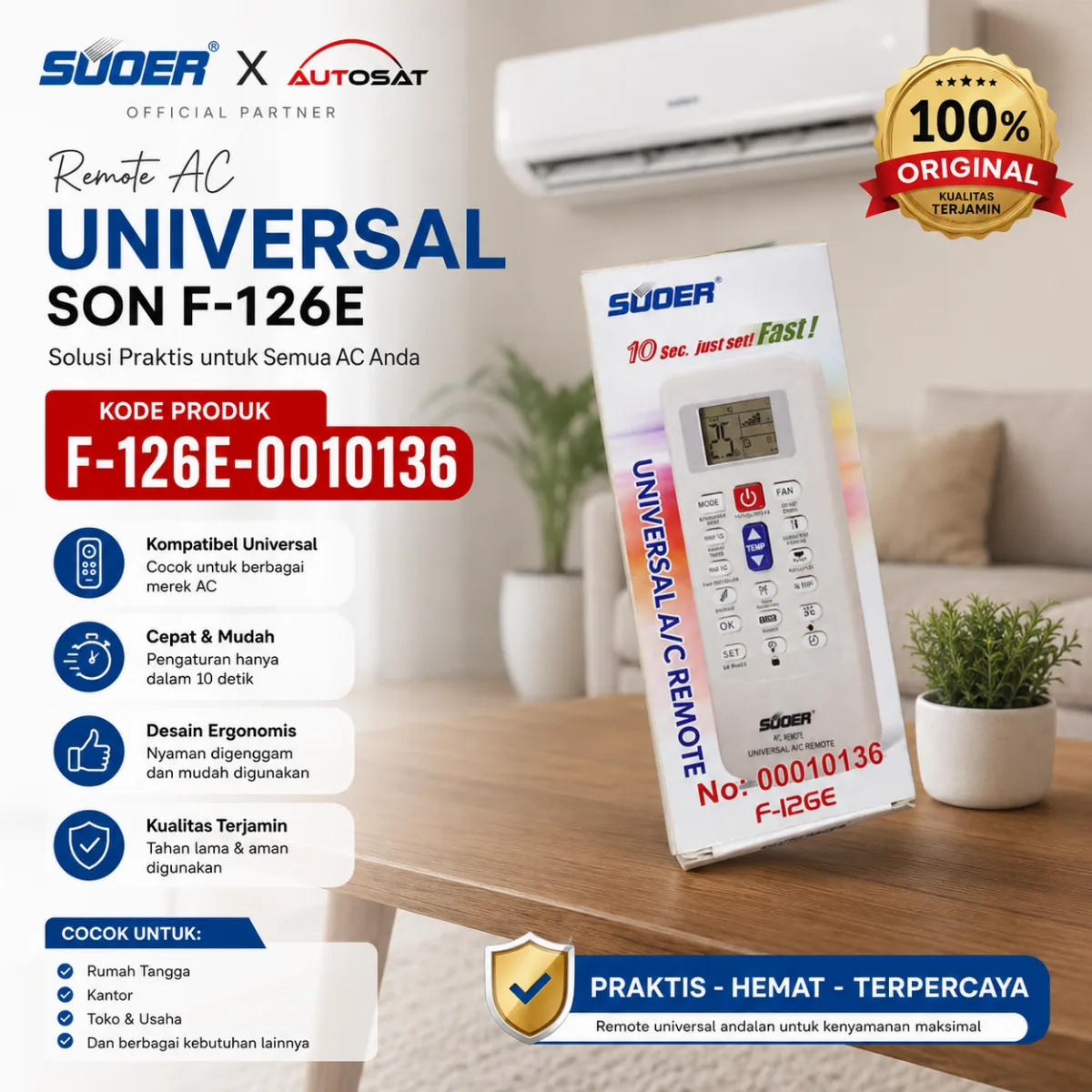 SUOER REMOTE AC UNIVERSAL SON F-126E